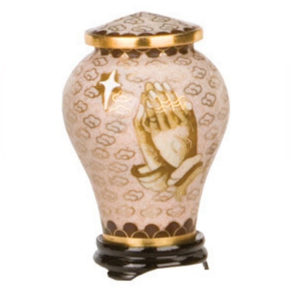 Vintage  Cloisonne  Asian Miniature  Praying Hands Design Jar Urn with lid - Picture 4 of 12